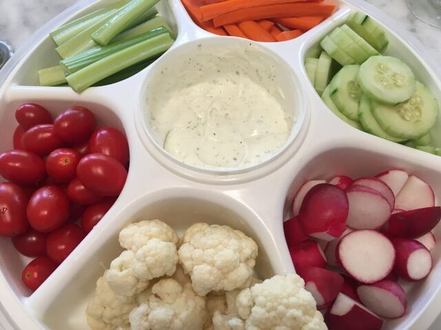 Fresh Veggies and Dip Prepped and Ready to Eat