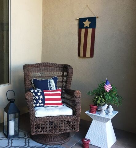 My front porch dressed up for the Fourth