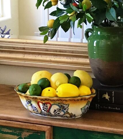 Real Lemons and Limes Mixed with Faux Lemons on my updated entry table