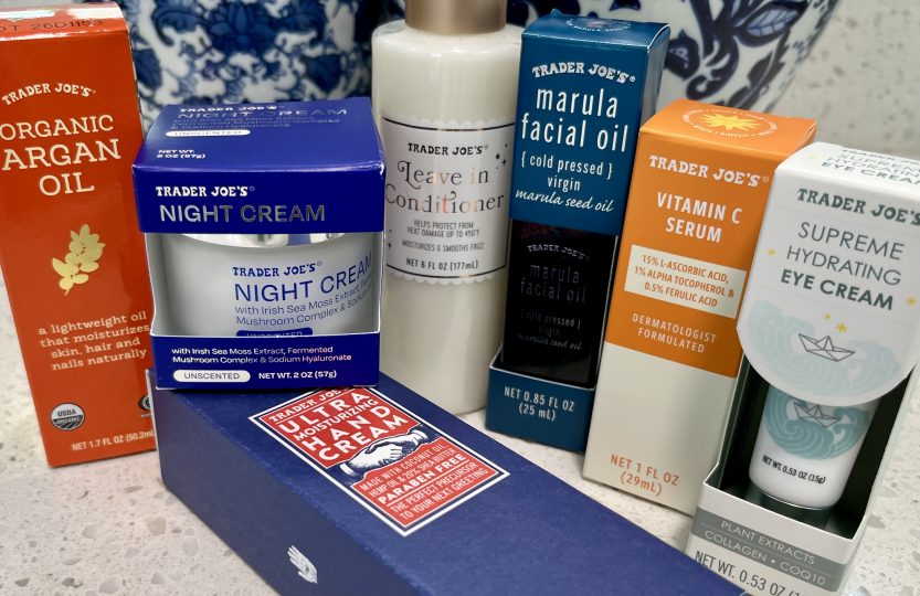 Trader Joe’s beauty products including skincare, haircare and facial oils